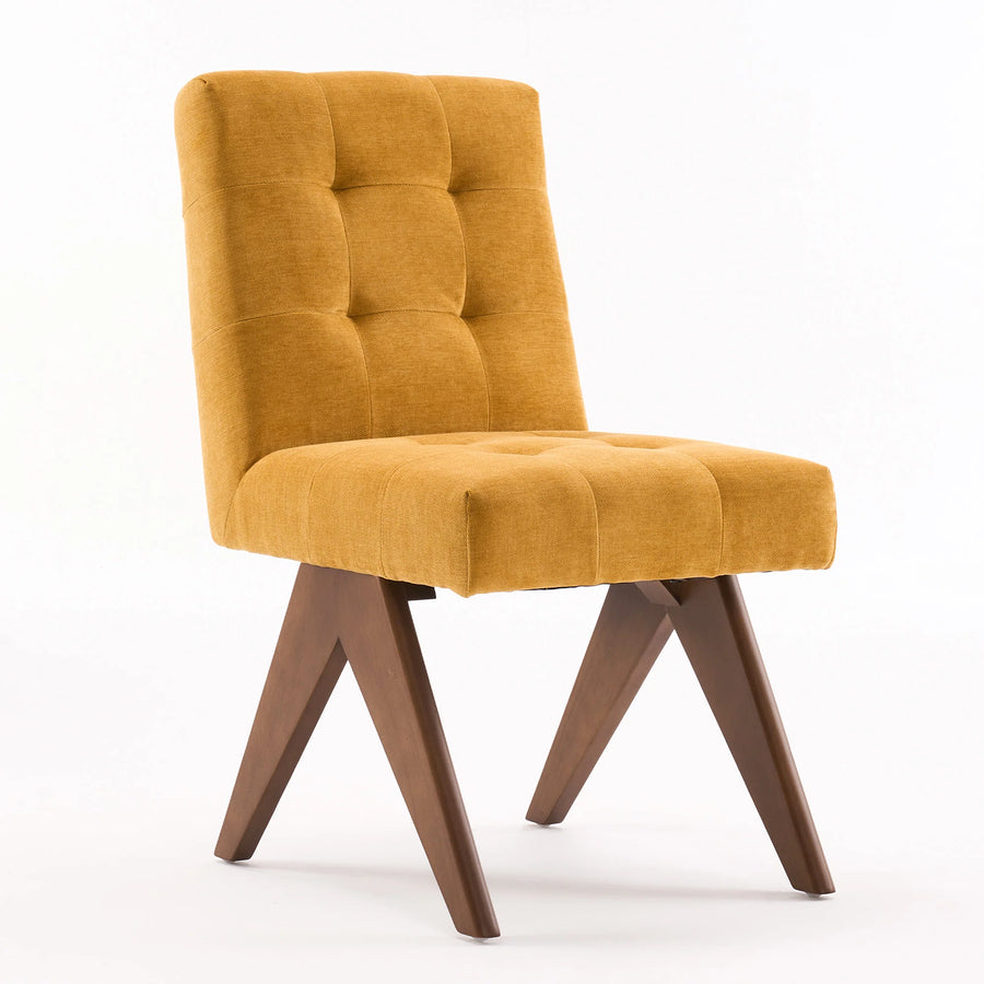 Nolen Fabric Dining Chair In Yellow Colour Set Of 4 - Febonic Living