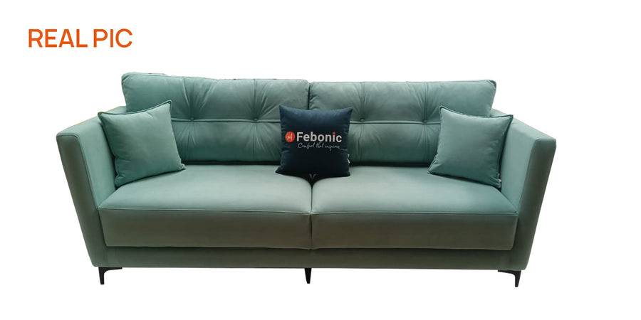 Norway Velvet 3 Seater Sofa In Concrete Grey Colour - Febonic Living