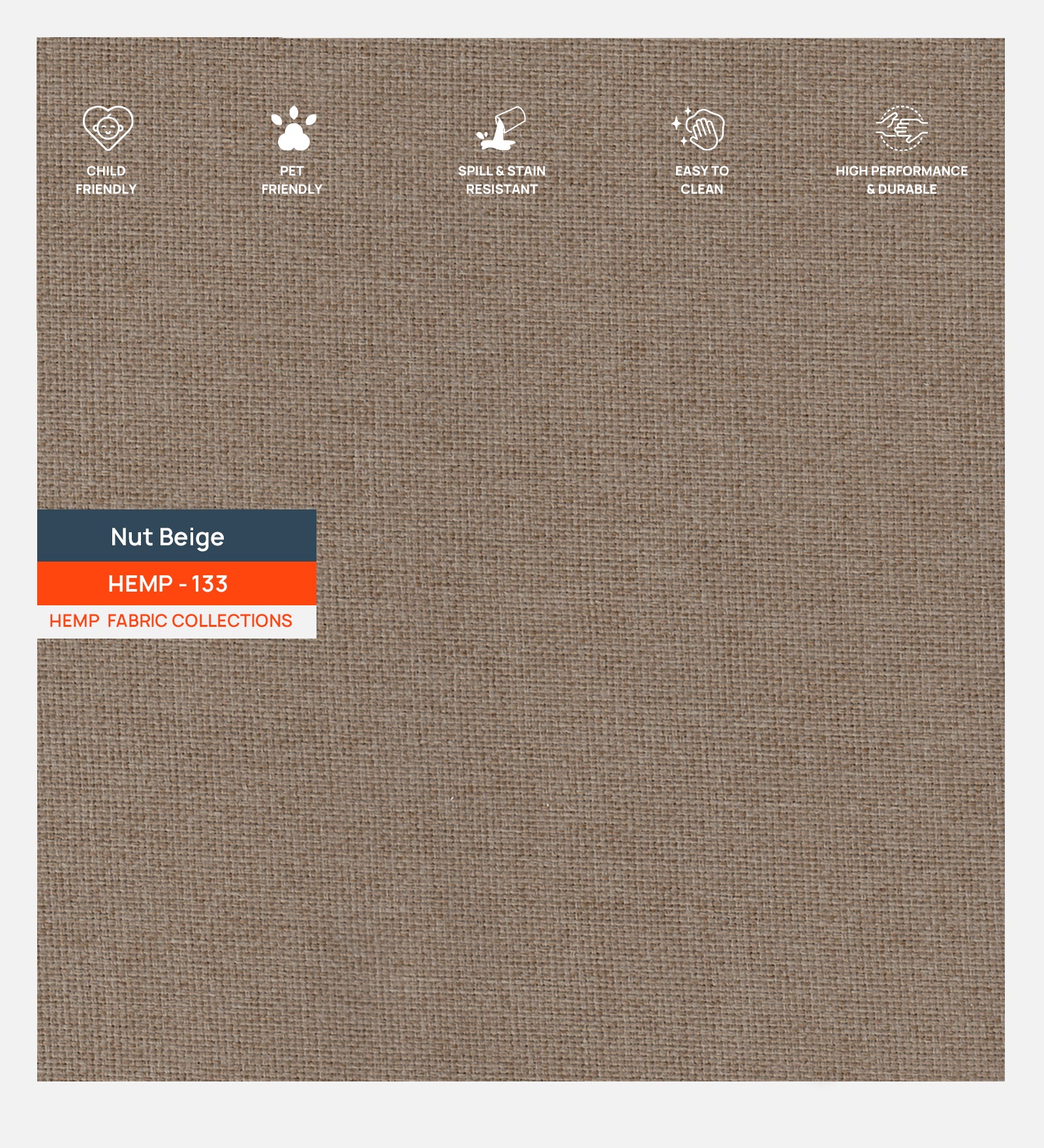 Polycotton Hemp Fabric Nut Beige 133 Code - Febonic Living
