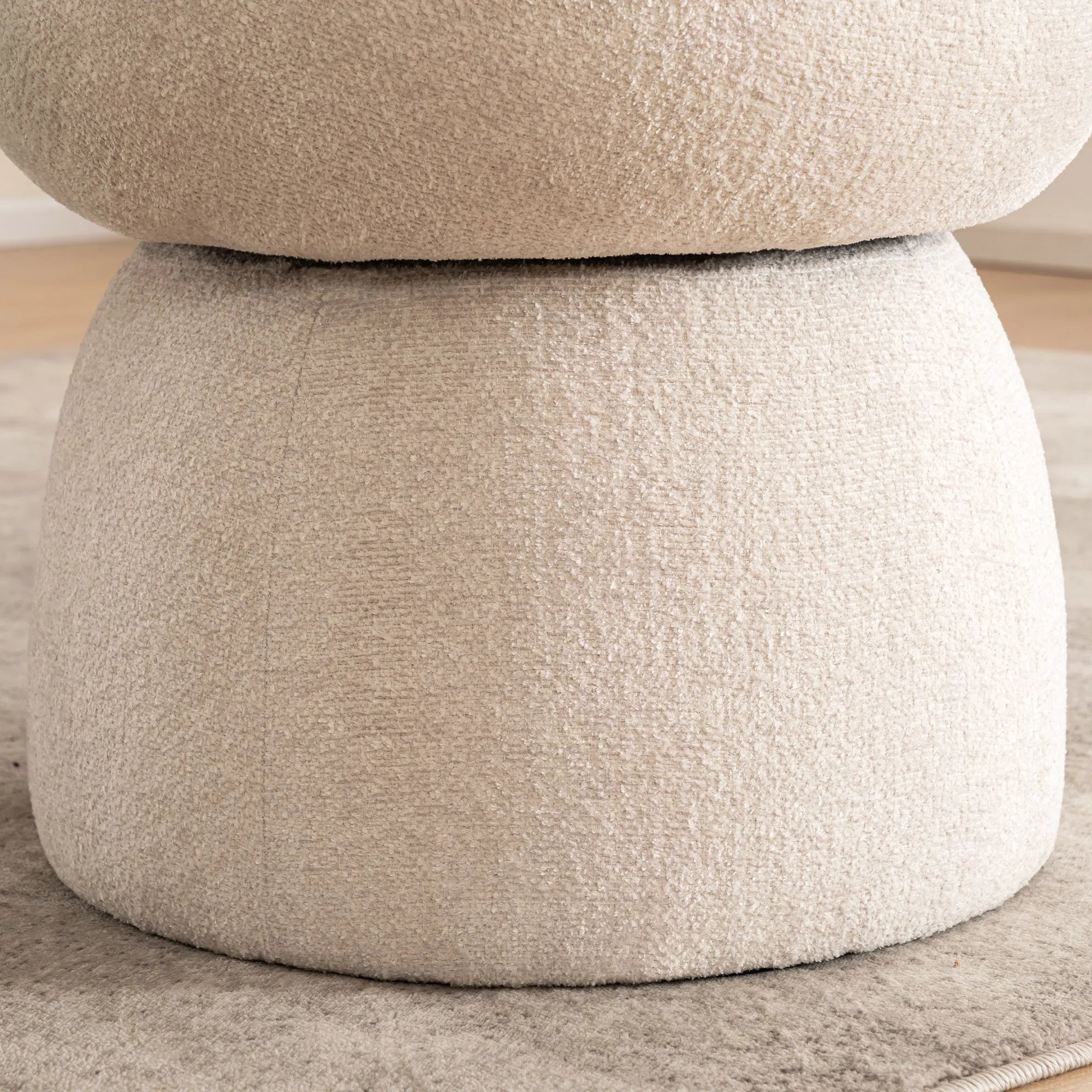 Nuvi Boucle Fabric Swivel Chair In Shell White Colour (Set of 2)