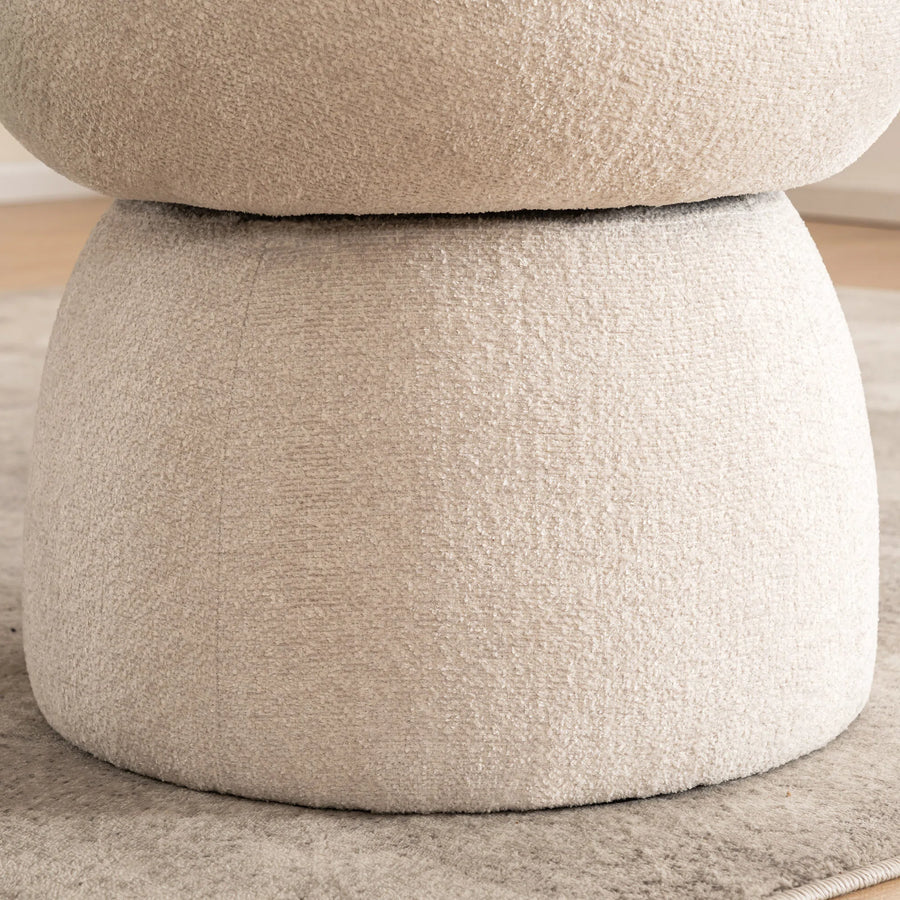 Nuvi Boucle Fabric Swivel Chair In Shell White Colour Set Of 2 - Febonic Living