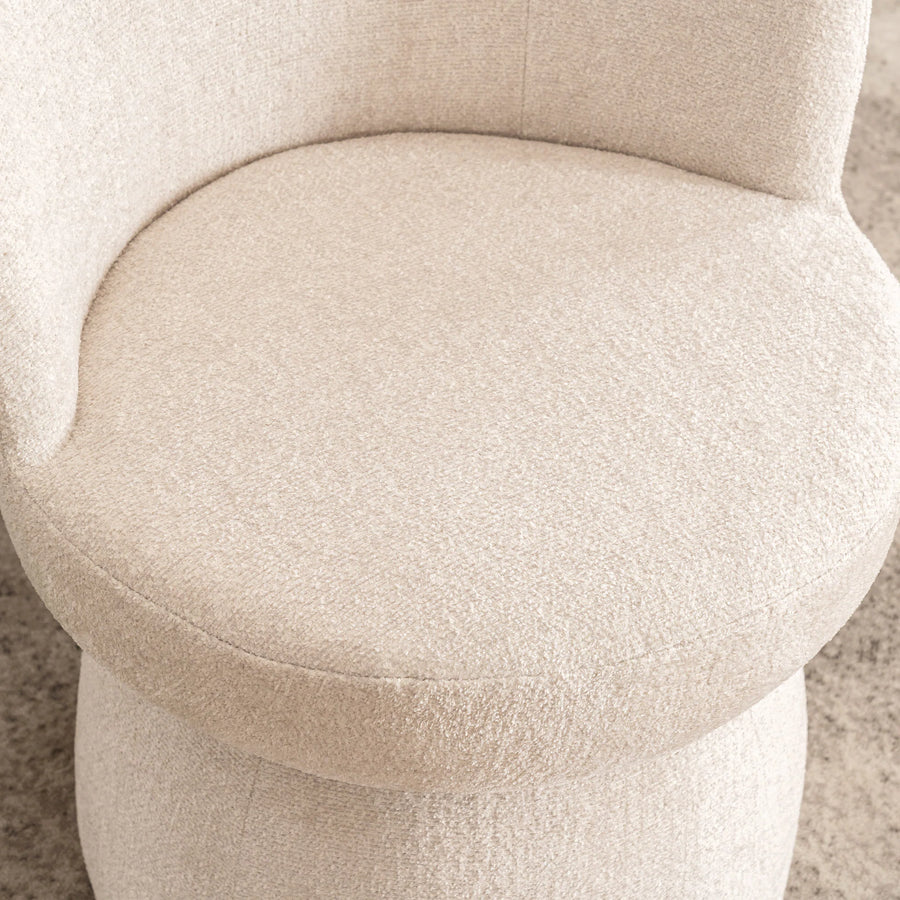 Nuvi Boucle Fabric Swivel Chair In Shell White Colour Set Of 2 - Febonic Living