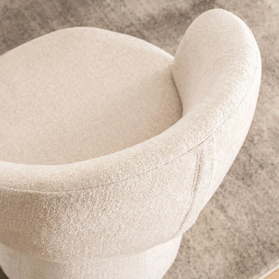 Nuvi Boucle Fabric Swivel Chair In Shell White Colour Set Of 2 - Febonic Living