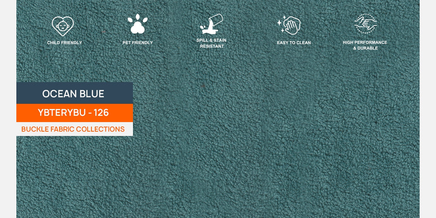 Corny Boucle Fabric 2 Seater Sofa In Ocean Blue Colour - Febonic Living