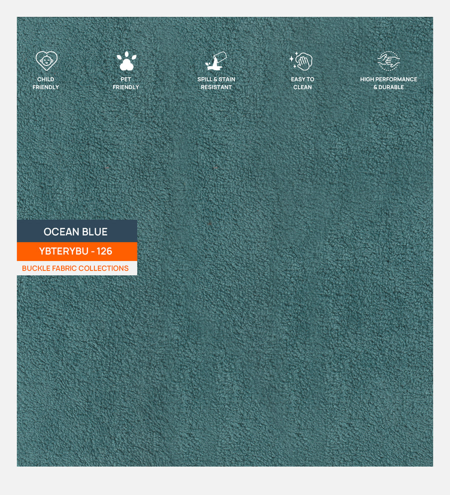 Corny Boucle Fabric 1 Seater Sofa In Ocean Blue Colour - Febonic Living