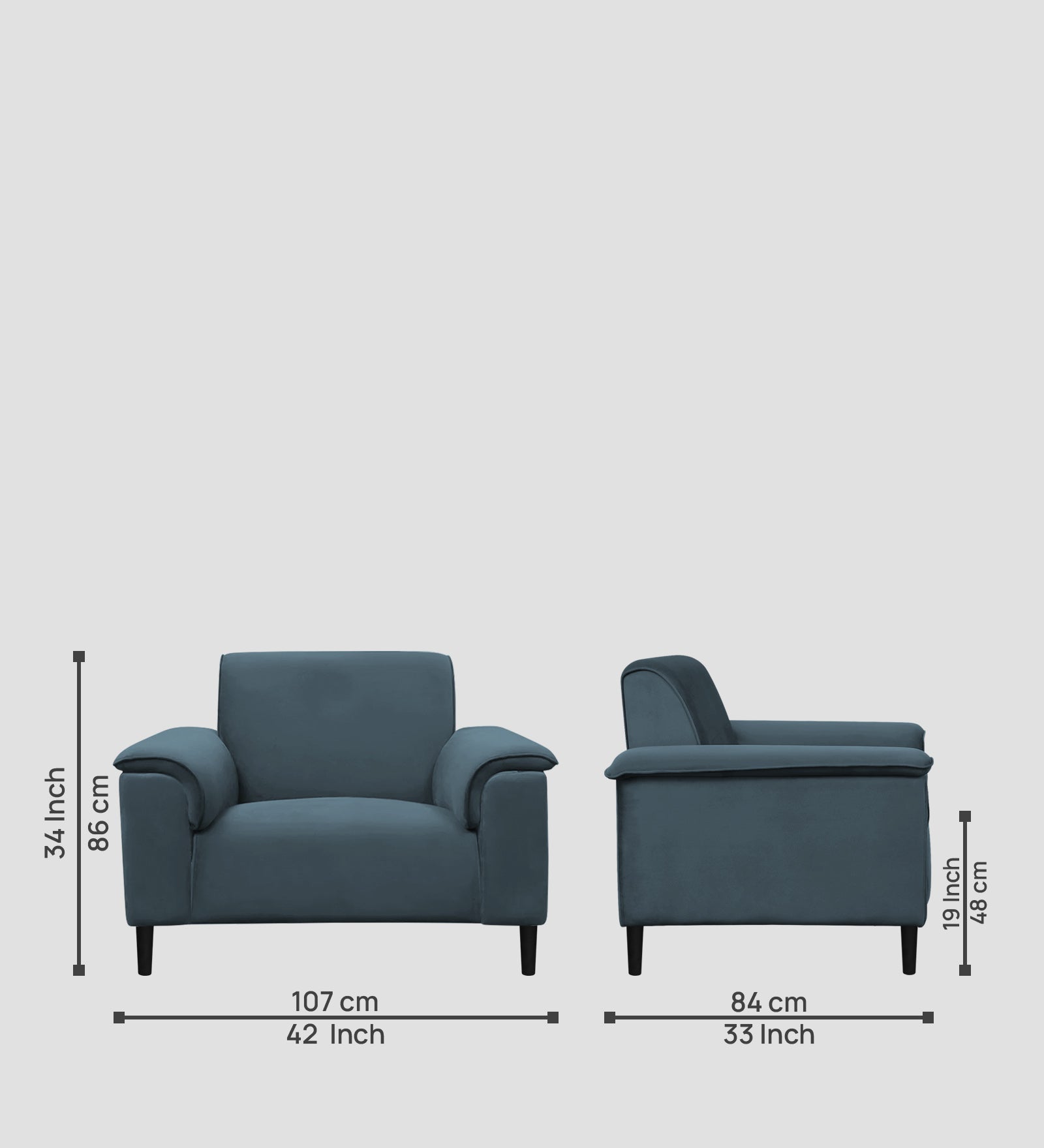 Ocean Velvet 1 Seater Sofa In Oxford Blue Colour