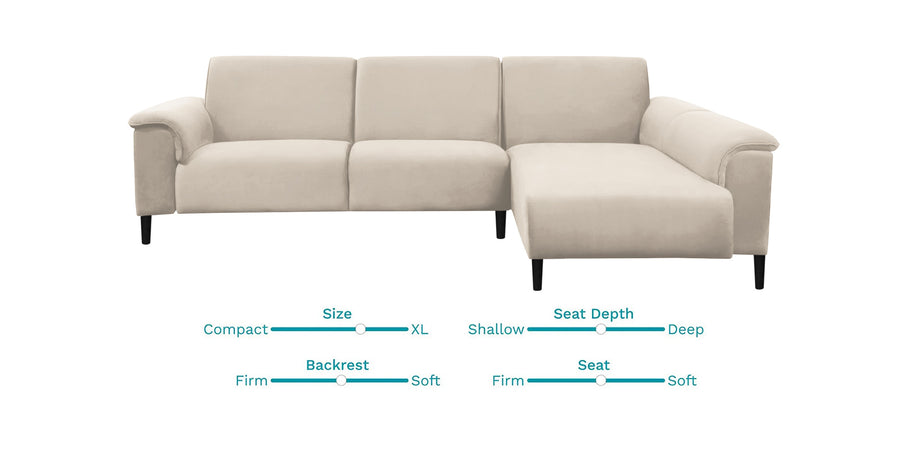 Ocean Velvet Lhs Sectional Sofa 2 Lounger In Camel Beige Colour - Febonic Living