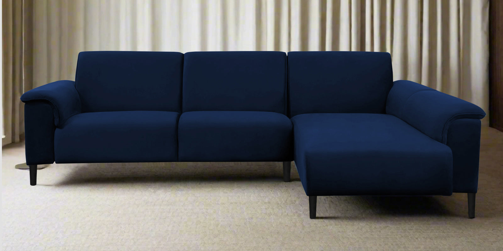 Ocean Velvet LHS Sectional Sofa (2+ Lounger) In Imperial Blue Colour - Febonic Living