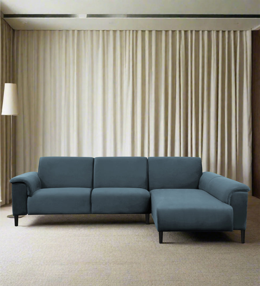 Ocean  LHS  (2+Lounger) Velvet Sectional Sofa - Oxford Blue by Febonic Living