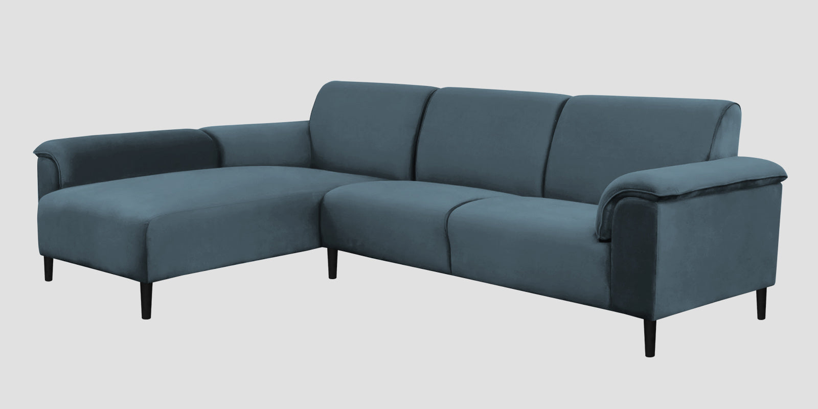 Ocean Velvet LHS Sectional Sofa (2+ Lounger) In Oxford Blue Colour - Febonic Living