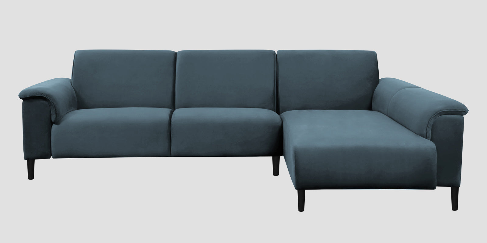 Ocean Velvet LHS Sectional Sofa (2+ Lounger) In Oxford Blue Colour - Febonic Living