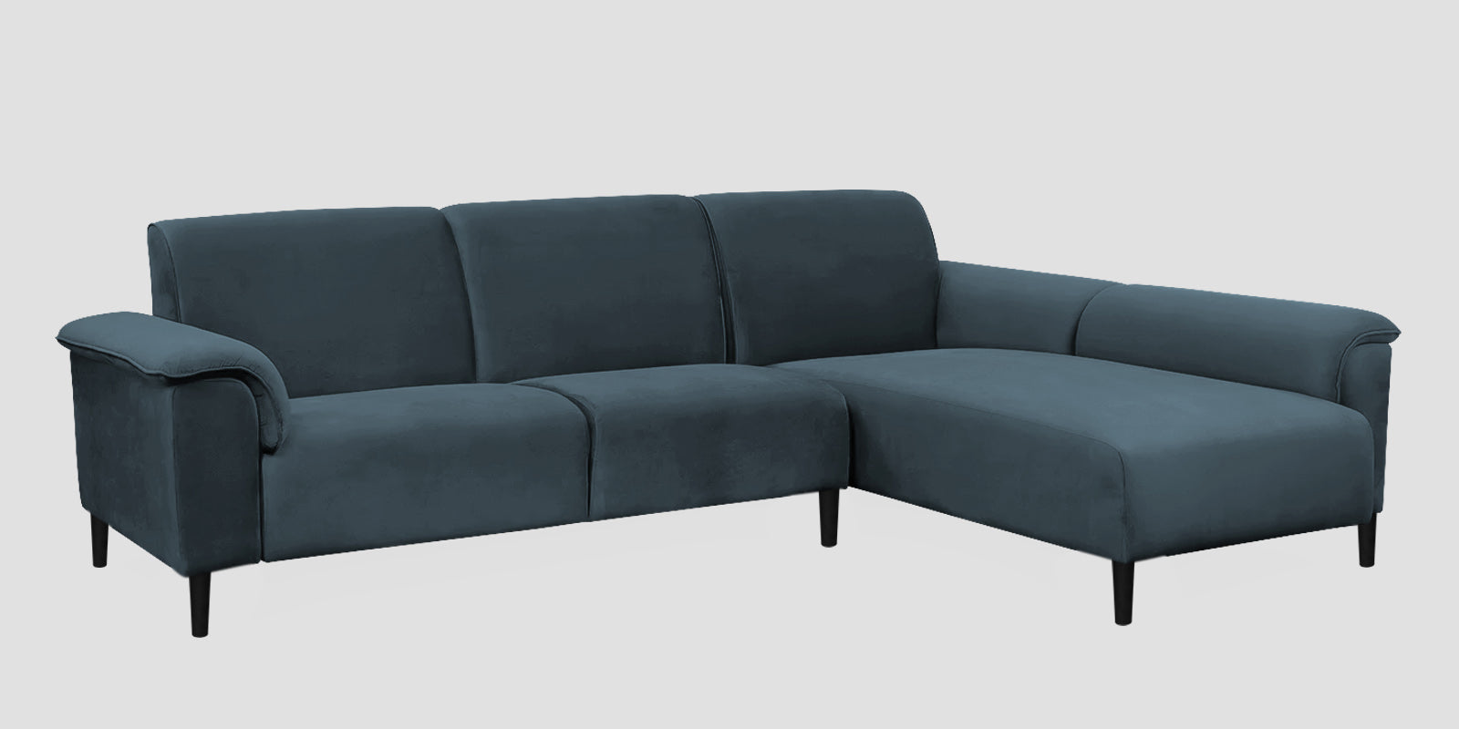 Ocean Velvet LHS Sectional Sofa (2+ Lounger) In Oxford Blue Colour - Febonic Living