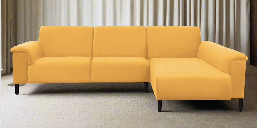 Ocean Velvet Lhs Sectional Sofa 2 Lounger In Turmeric Yellow Colour - Febonic Living