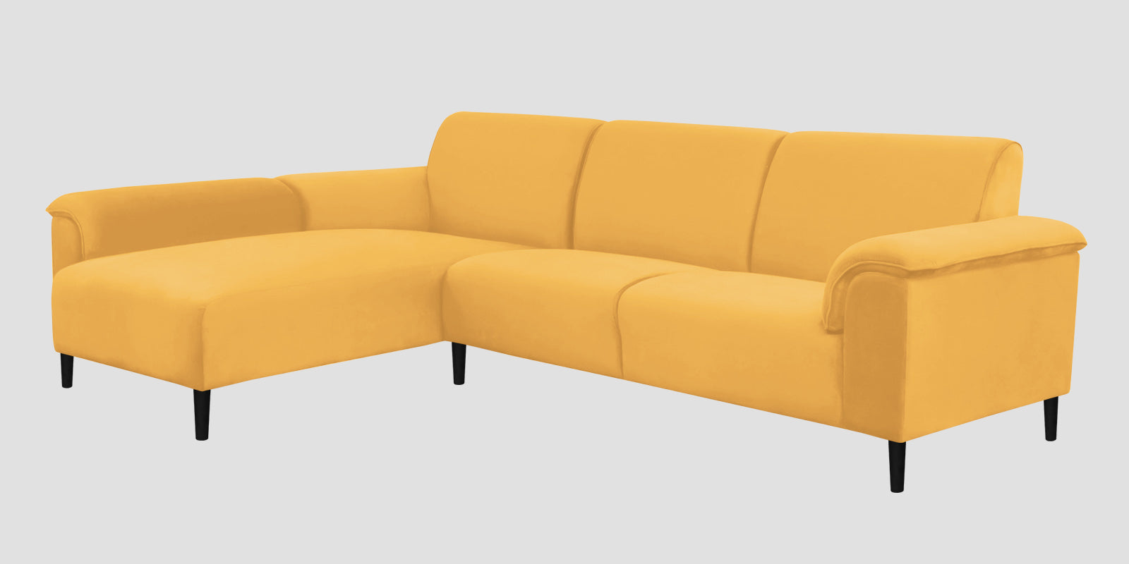Ocean Velvet LHS Sectional Sofa (2+ Lounger) In Turmeric Yellow Colour - Febonic Living
