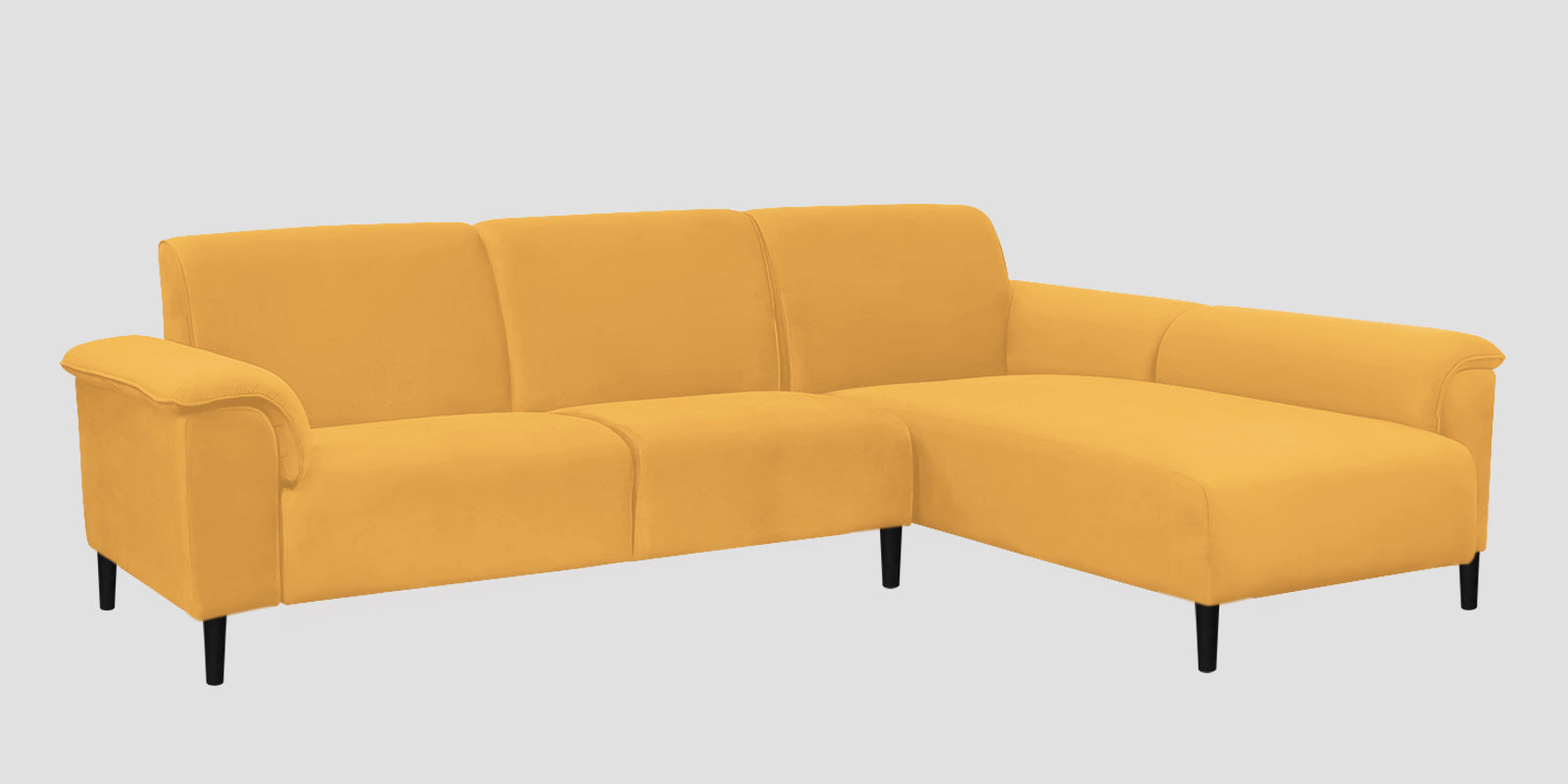 Ocean Velvet LHS Sectional Sofa (2+ Lounger) In Turmeric Yellow Colour - Febonic Living