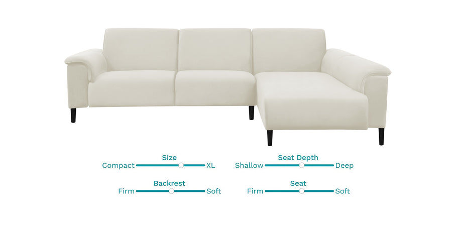 Ocean Velvet Lhs Sectional Sofa 2 Lounger In Warm White Colour - Febonic Living