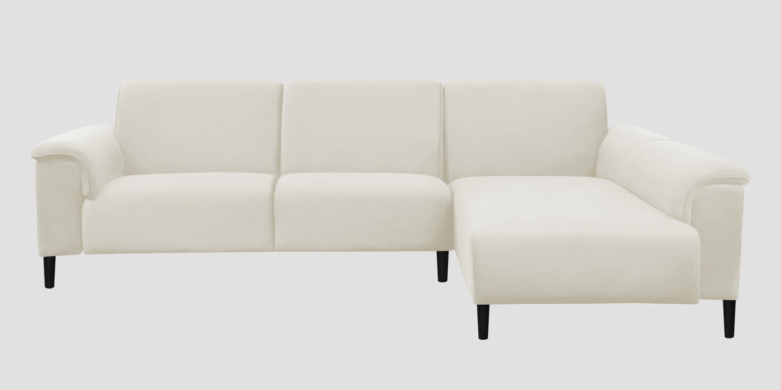 Ocean Velvet LHS Sectional Sofa (2+ Lounger) In Warm White Colour - Febonic Living