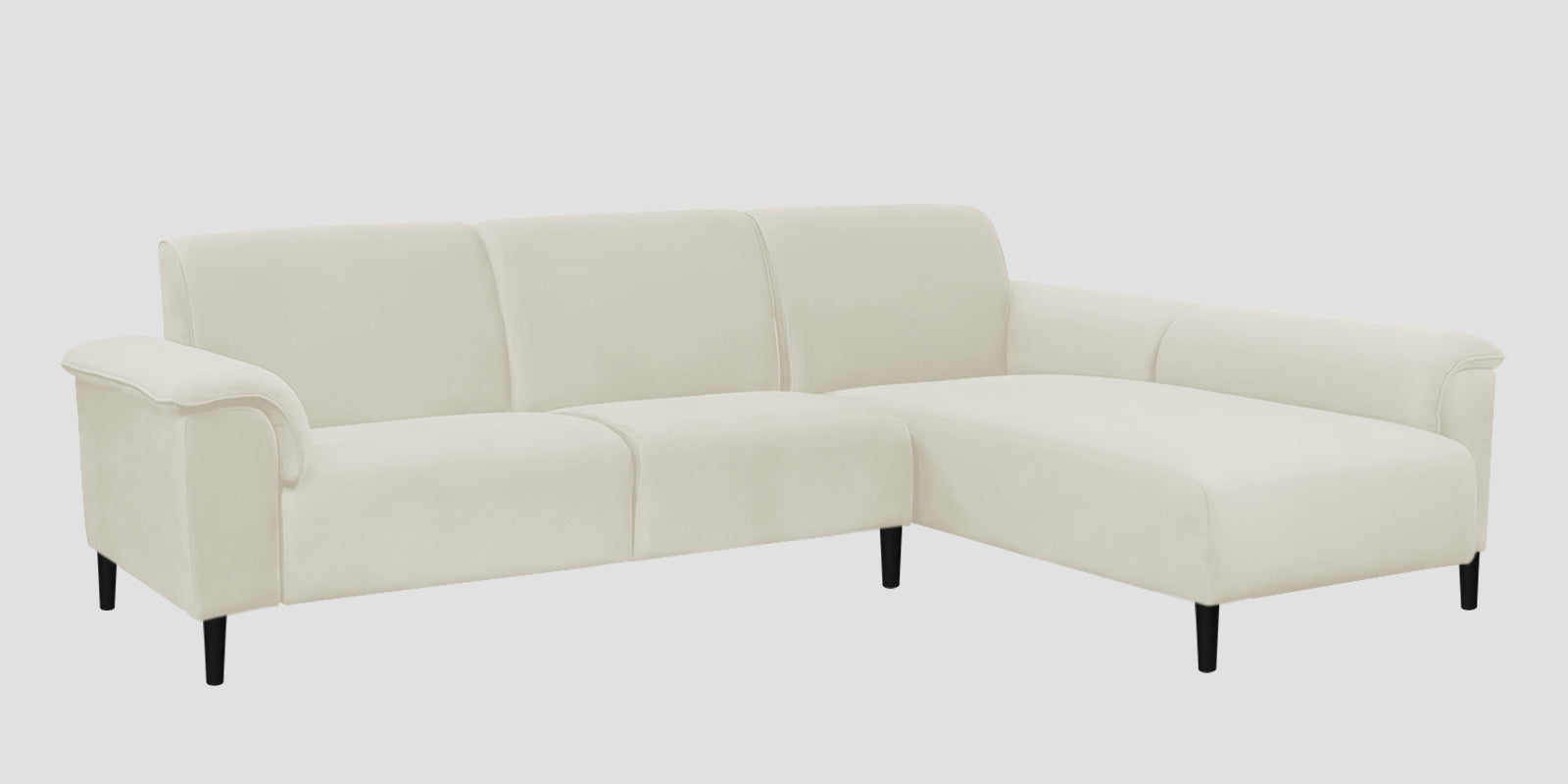 Ocean Velvet LHS Sectional Sofa (2+ Lounger) In Warm White Colour - Febonic Living