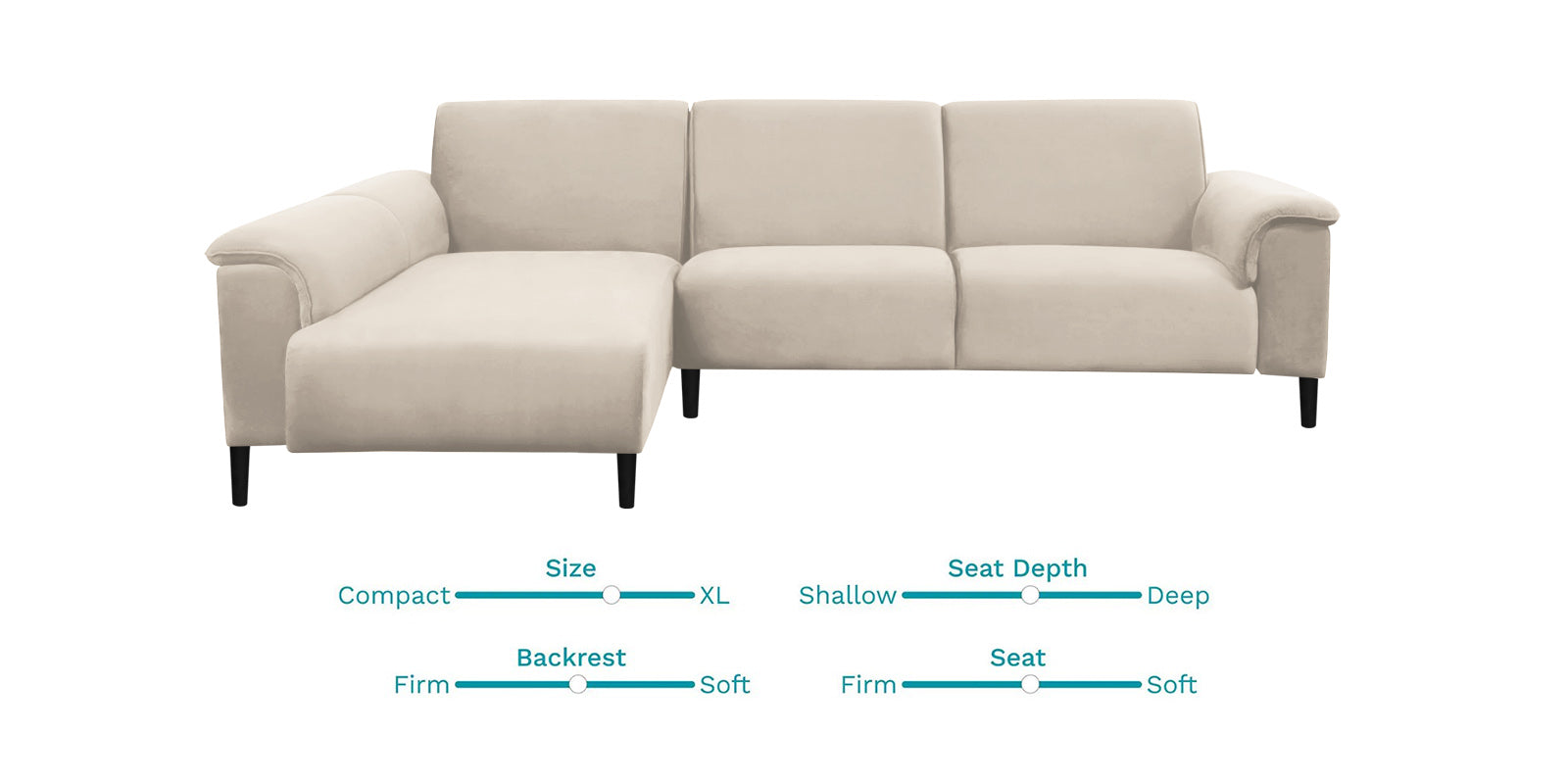Ocean Velvet RHS Sectional Sofa (2+ Lounger) In Camel Beige Colour - Febonic Living
