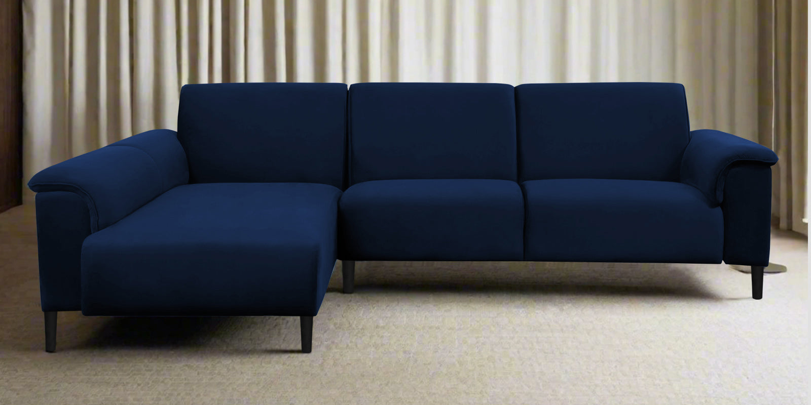 Ocean Velvet RHS Sectional Sofa (2+ Lounger) In Imperial Blue Colour - Febonic Living