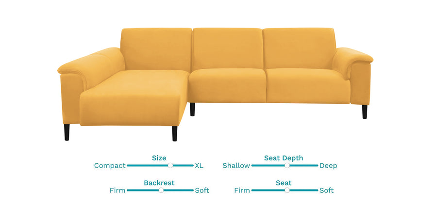 Ocean Velvet Rhs Sectional Sofa 2 Lounger In Turmeric Yellow Colour - Febonic Living