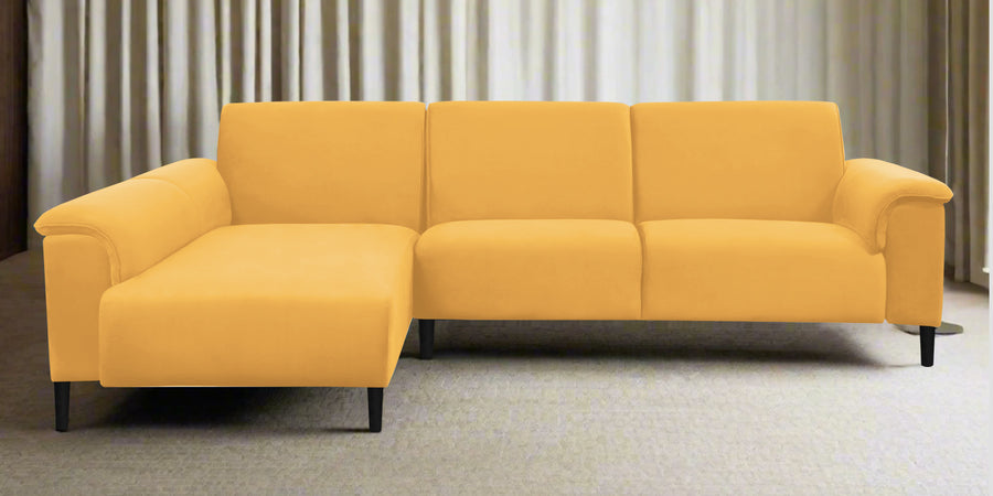 Ocean Velvet Rhs Sectional Sofa 2 Lounger In Turmeric Yellow Colour - Febonic Living