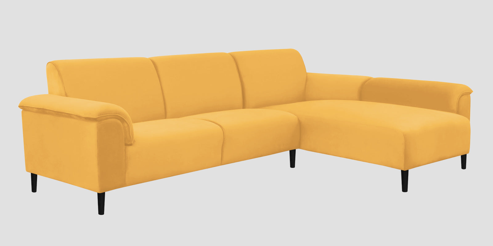 Ocean Velvet RHS Sectional Sofa (2+ Lounger) In Turmeric Yellow Colour - Febonic Living