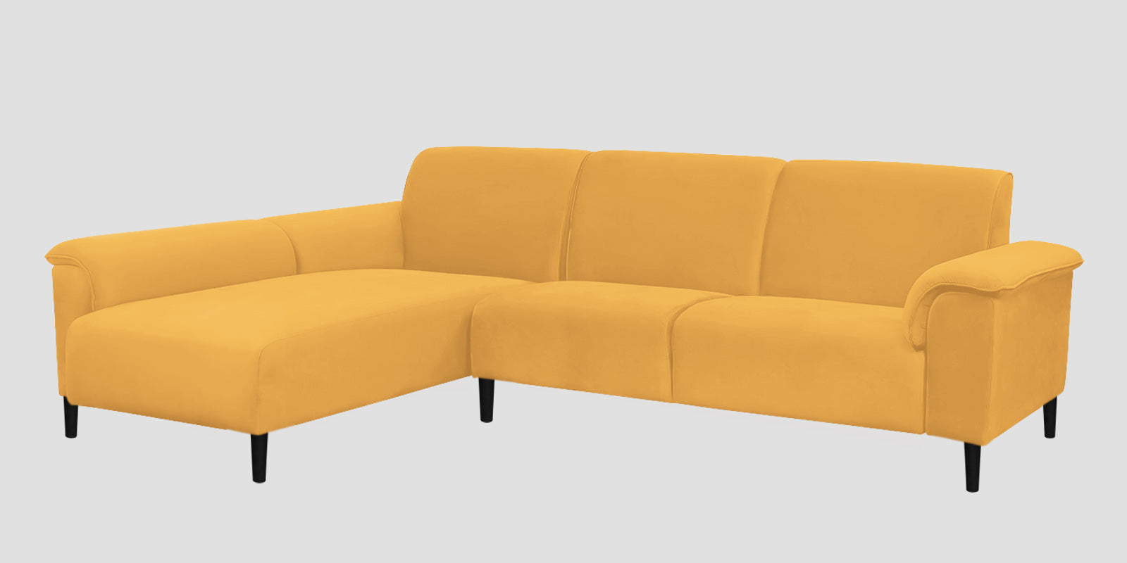 Ocean Velvet RHS Sectional Sofa (2+ Lounger) In Turmeric Yellow Colour - Febonic Living