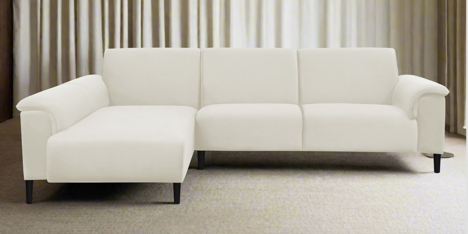 Ocean Velvet RHS Sectional Sofa (2+ Lounger) In Warm White Colour - Febonic Living