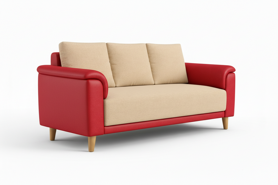 Ocla 3 Seater Fabric Sofa - Red Beige
