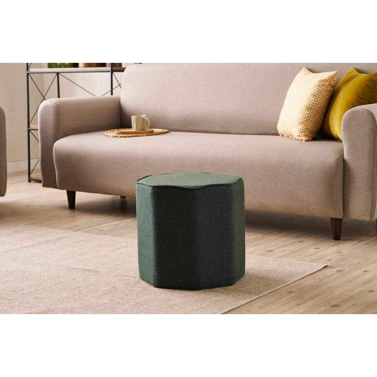 Octol Fabric Pouffe In Nimbus Grey Colour