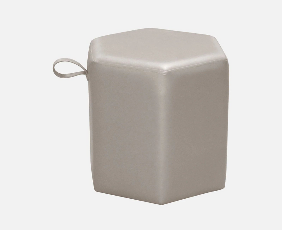 Octus Leatherette Pouffe In Steel Grey Colour - Febonic Living