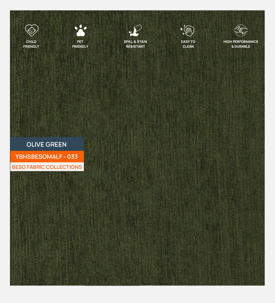 Isko Fabric Upholstered Single Size Bed In Olive Green Colour With Box Storage - Febonic Living