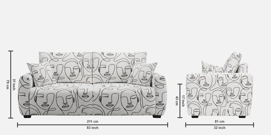 Orion Modern Muse 3 Seater Sofa In White Colour
