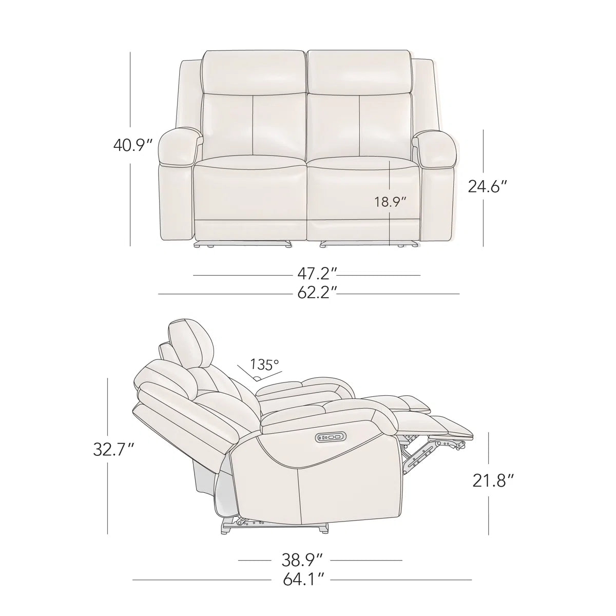 Orvin Leatherette 2 Seater Motorized Recliner In Cinnamon Brown Colour