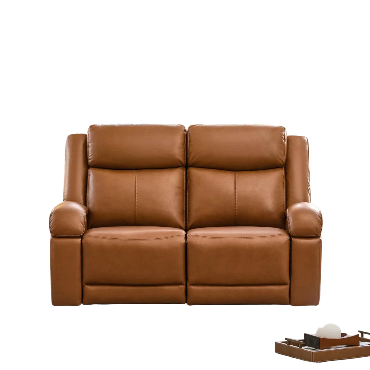 Orvin Leatherette 2 Seater Motorized Recliner In Cinnamon Brown Colour