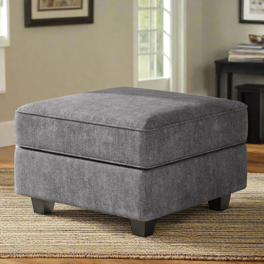 Ottro Fabric Ottoman In Charcoal Grey Colour With Storage
