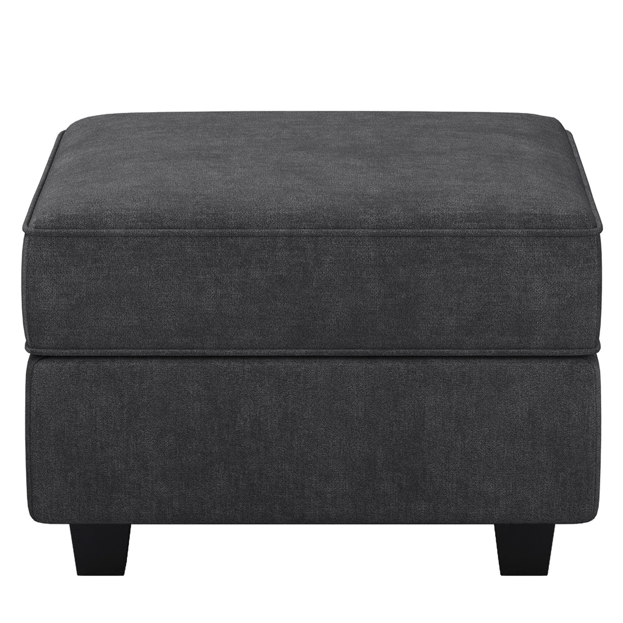 Ottro Fabric Ottoman In Charcoal Grey Colour With Storage
