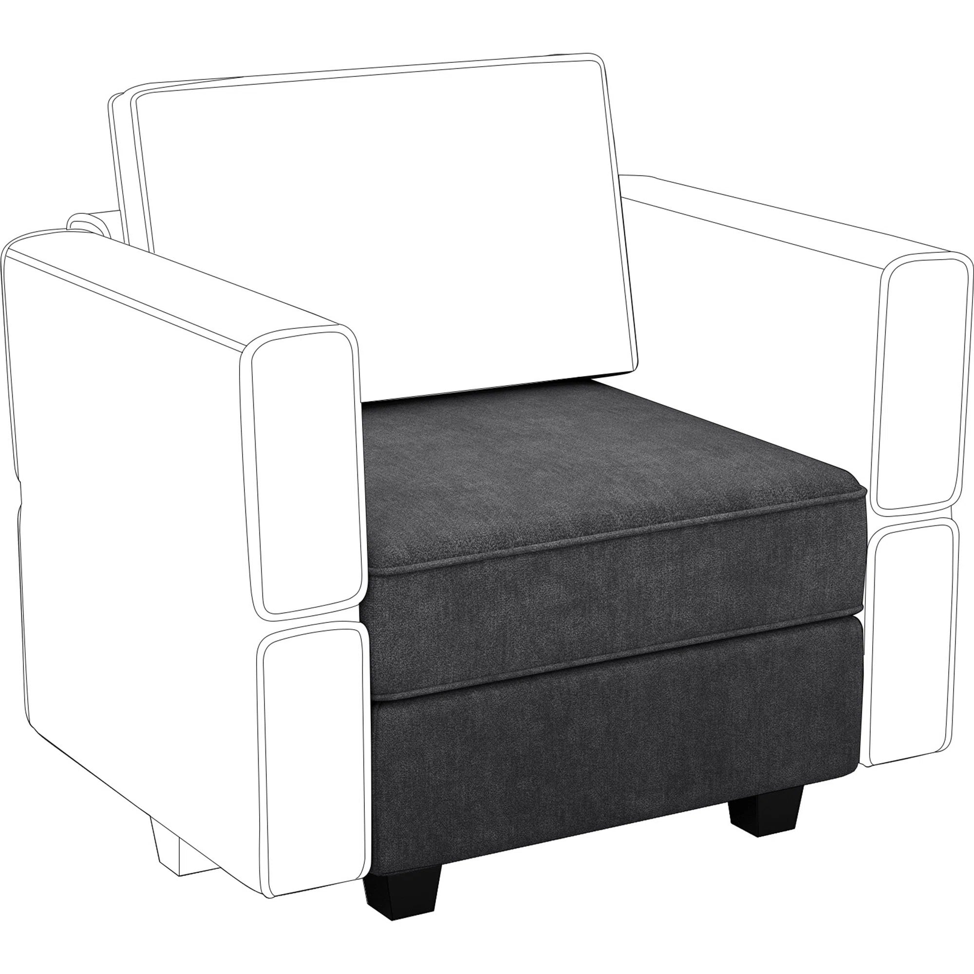 Ottro Fabric Ottoman In Charcoal Grey Colour With Storage