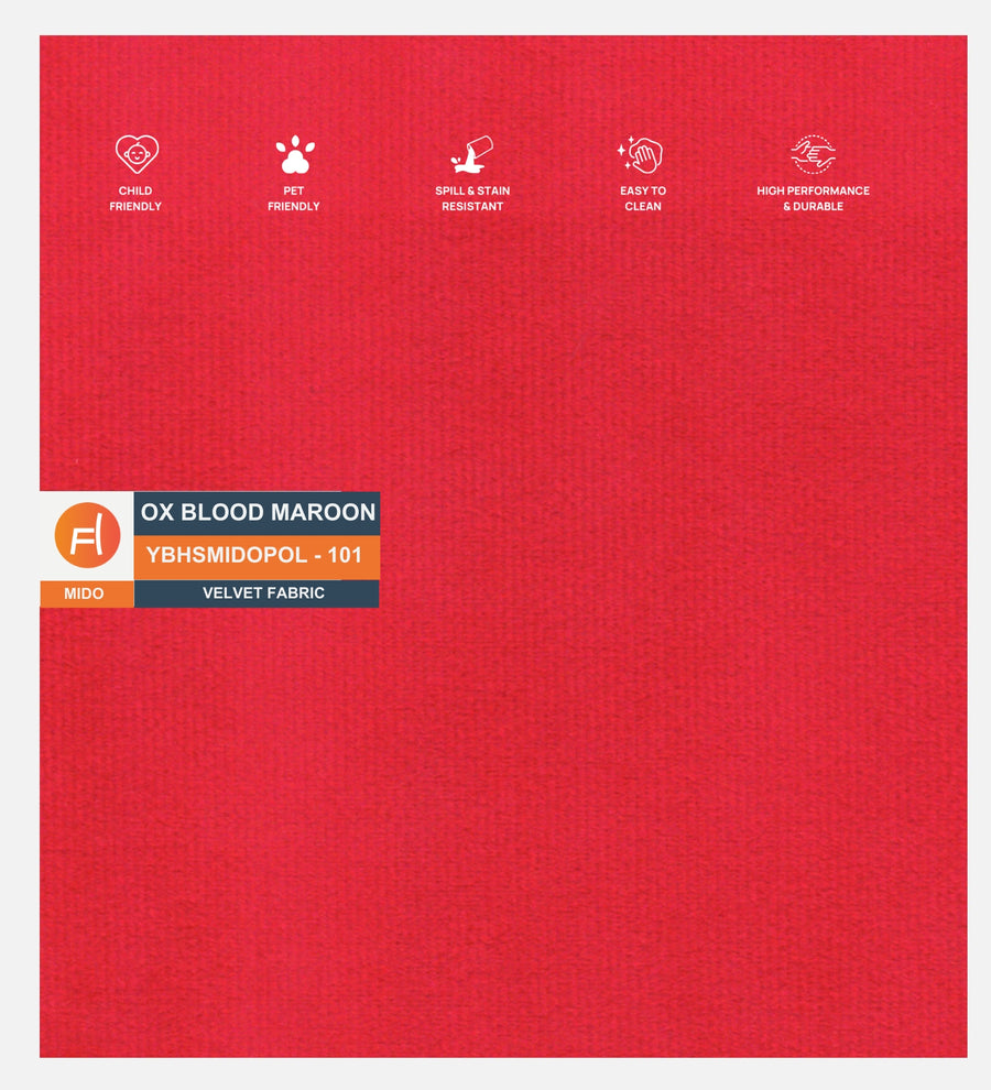 Velvet Mido Fabric Ox Blood Maroon 120 Code by Febonic Living