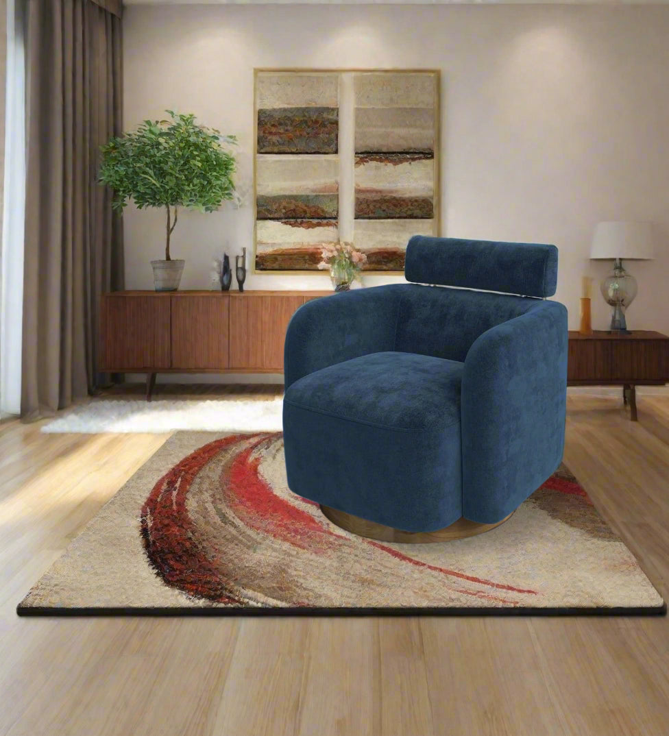 Plint Fabric Swivel Chair In Light Blue Colour