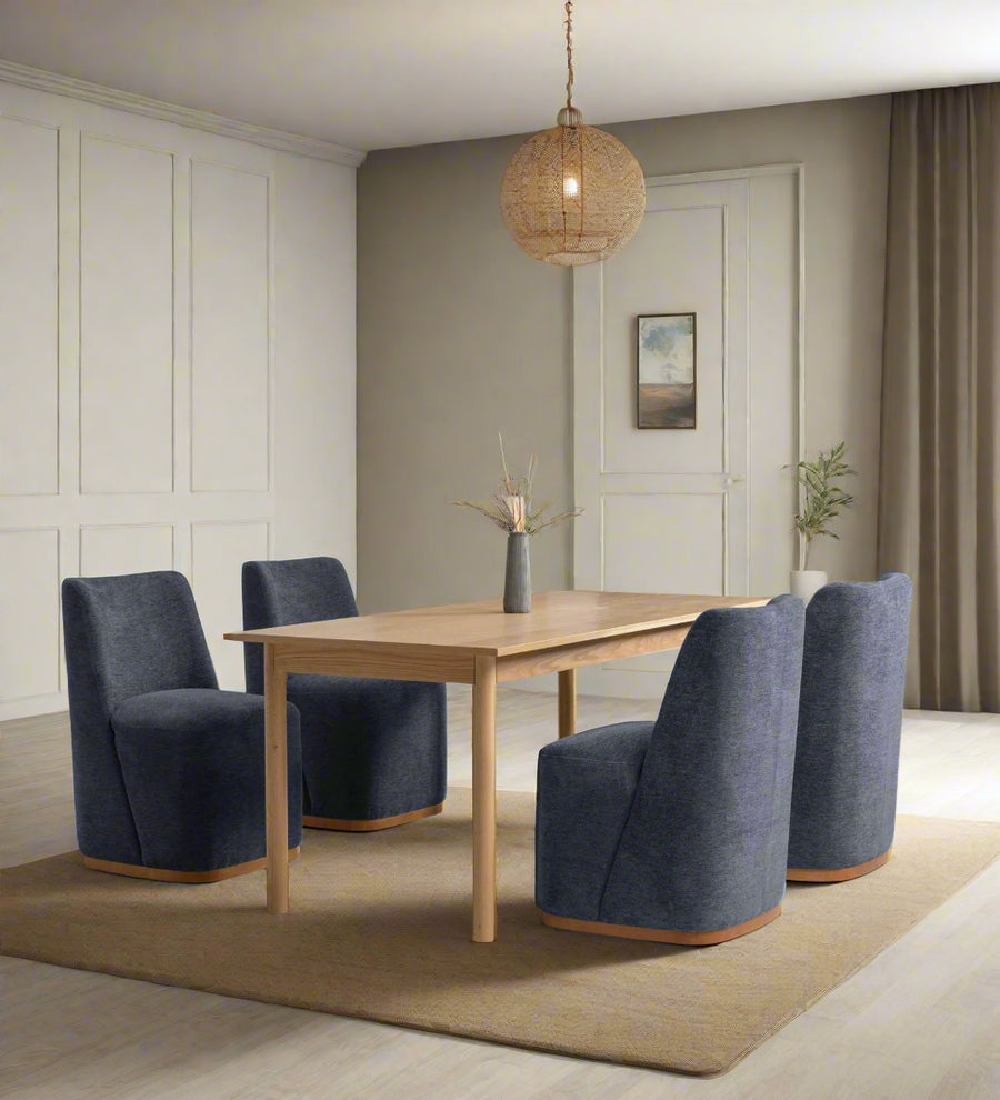 Borik  Dining Fabric Chair - Blue (Set of 4) by Febonic Living