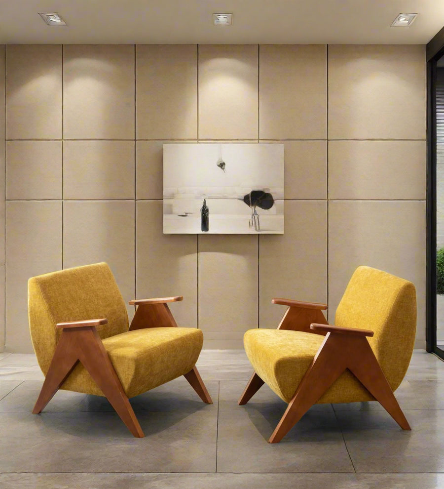 Stow Fabric Arm Chair - Bold Yellow (Set Of 2) by Febonic Living