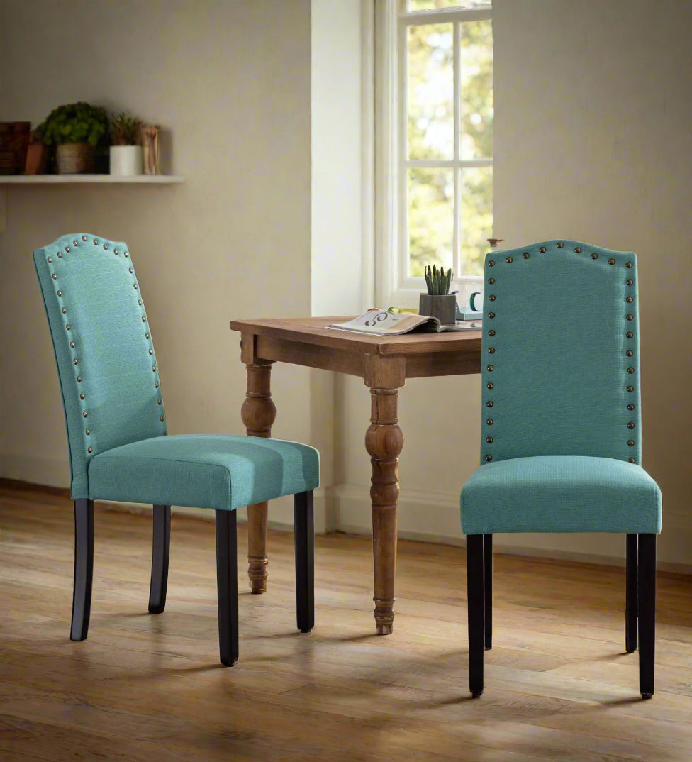 Mory Fabric Dining Chair In Tiffany Blue Colour (Set of 2)