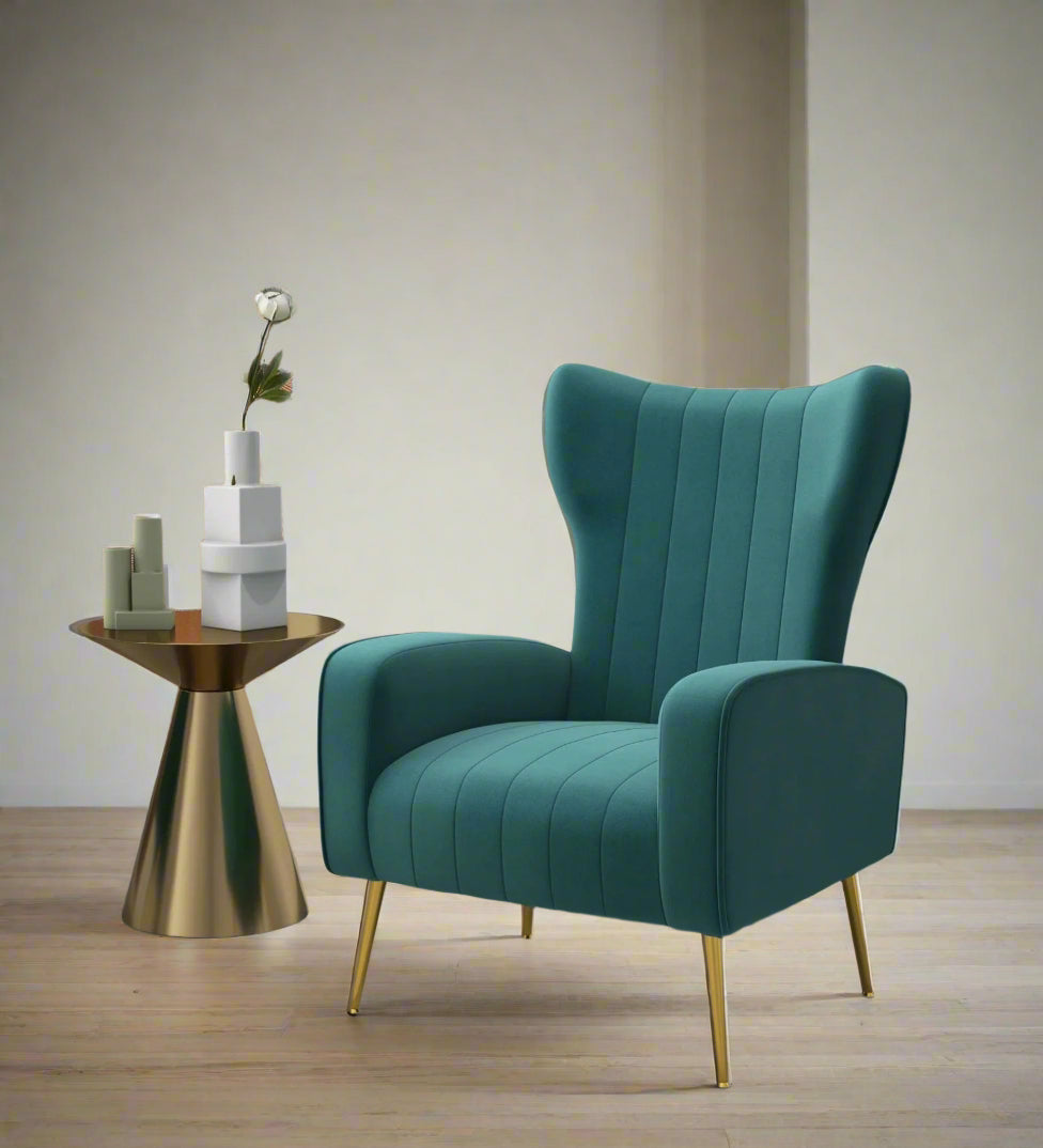 Cadal Velvet Wing Chair In Arabian Green Colour