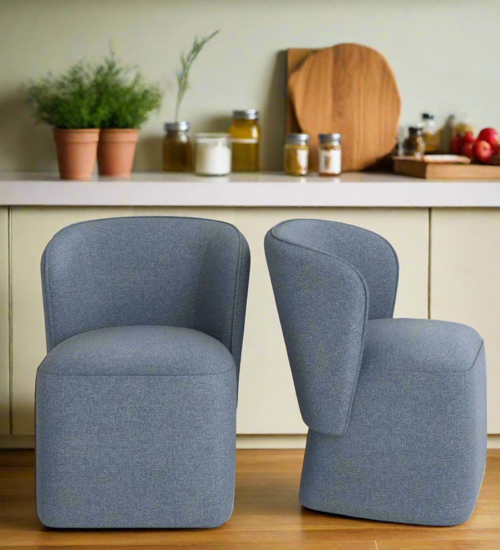 Nokas Fabric Dining Chair In  Light Blue Colour (Set of 2)