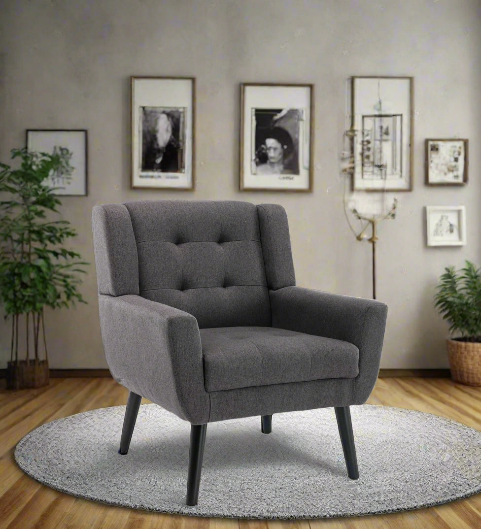 Fable Fabric Arm Chair In Charcoal Grey Colour