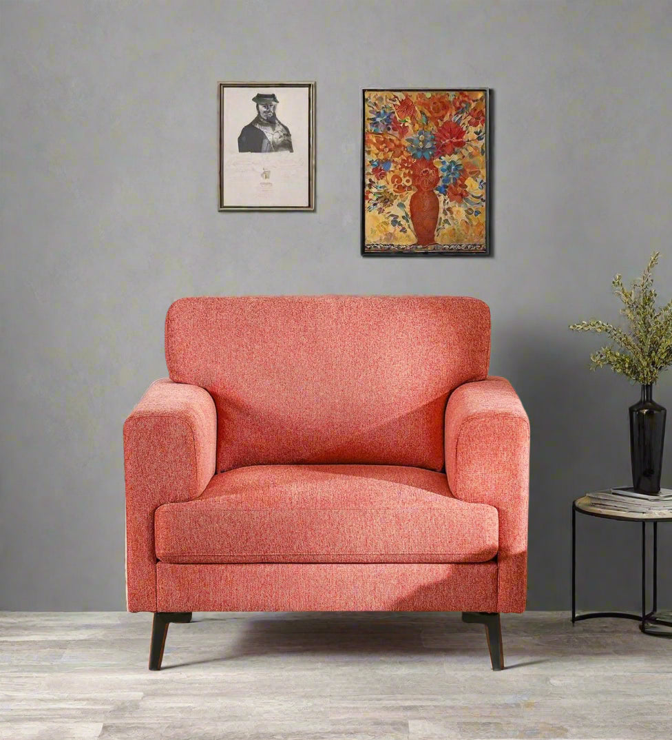Zent Fabric Arm Chair In Salmon Pink Colour