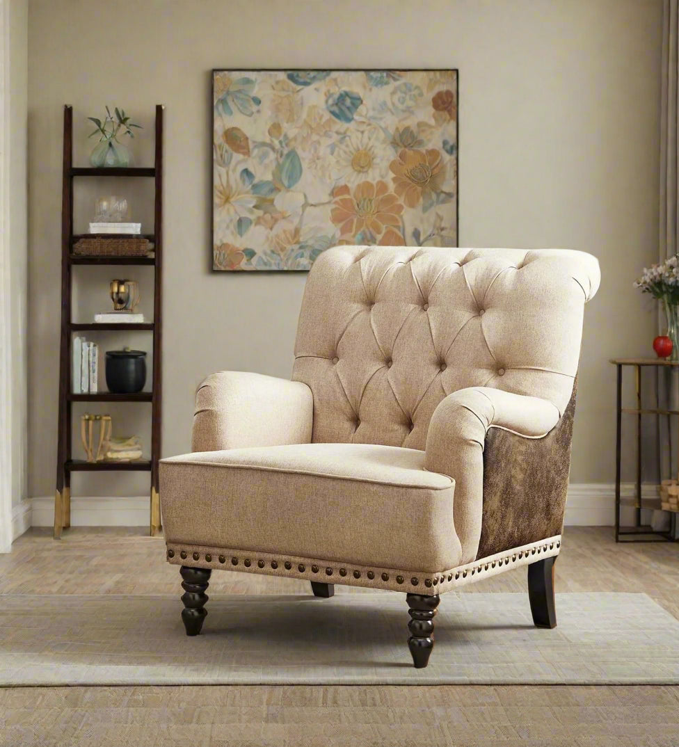 Comfora Fabric Arm Chair In Ivory Cream Colour