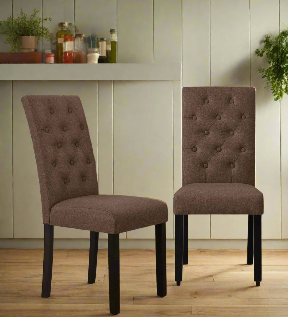 Bora Fabric Dining Chair In Ember Brown Colour (Set of 2)